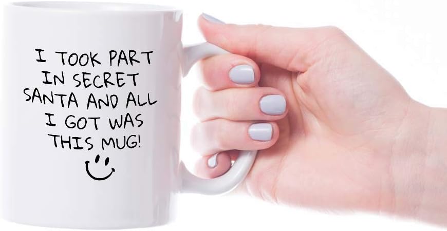 VIROSA Funny Secret Santa Mug – I Took Part in Secret Santa and All I Got was This Mug – Sarcastic Xmas Gift for Coworkers, Friends, Office Exchange – 11oz White Ceramic Cup