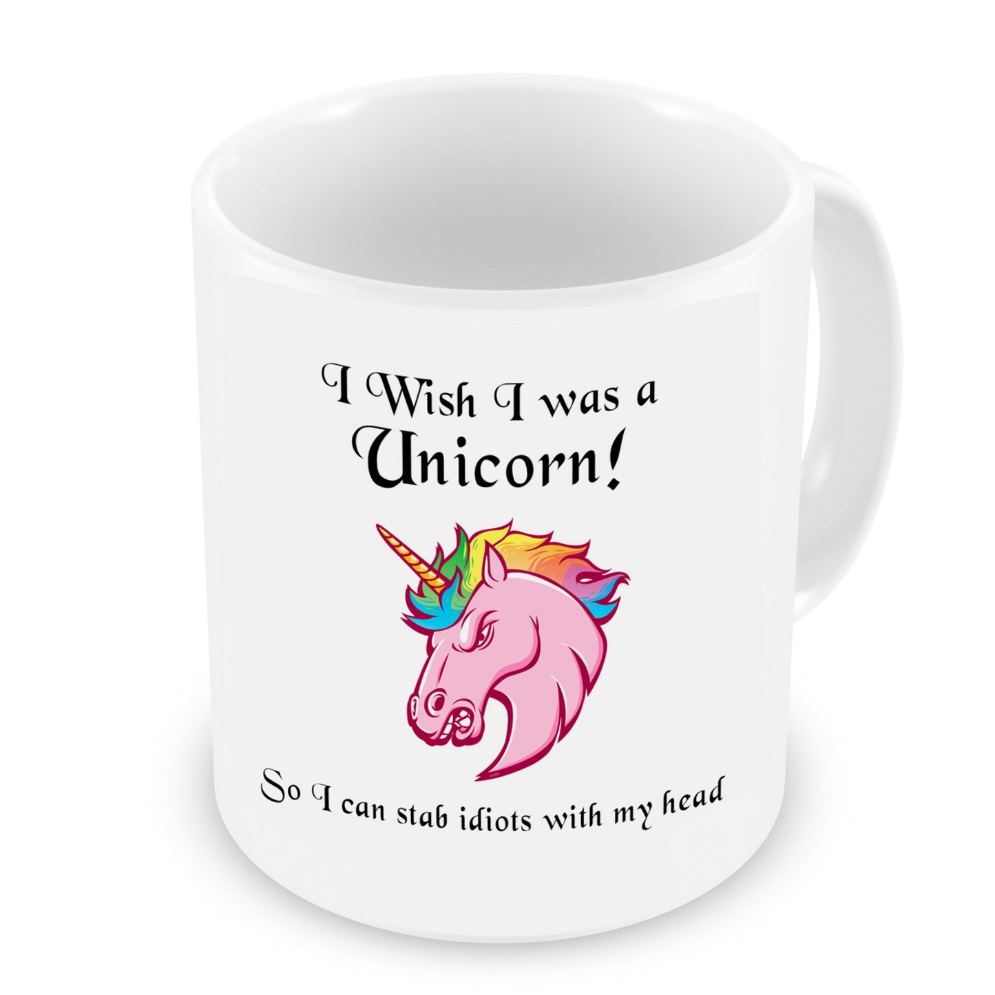 VIROSA Funny Unicorn Mug – I Wish I Was a Unicorn So I Could Stab People with My Head – Sarcastic Gift for Friends, Coworkers, Teens – Humorous Coffee Cup – 11oz White Ceramic Mug