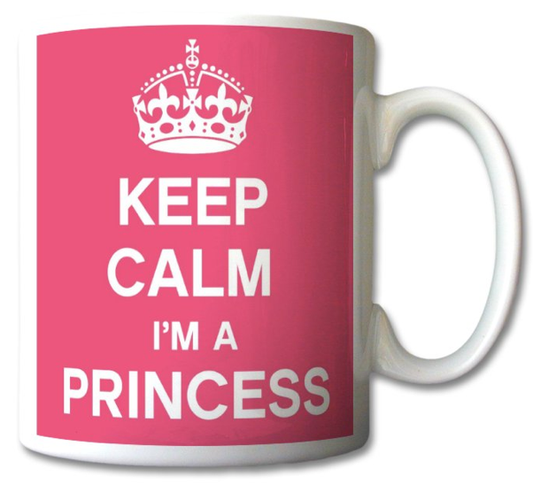 VIROSA Keep Calm I’m a Princess Mug – Retro Style Gift Cup – Funny & Cute Present for Girls, Teens, Friends – 11oz White Ceramic Coffee Mug