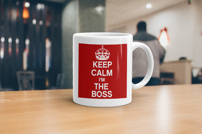 VIROSA Funny Boss Mug – Keep Calm and Carry On I’m The Boss – Gift for Manager, Team Leader, Coworker – Office, Birthday, Christmas, Secret Santa Present – 11oz White Ceramic Coffee Cup