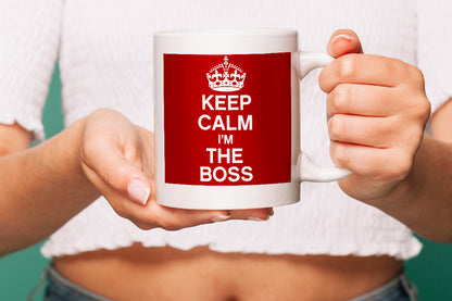 VIROSA Funny Boss Mug – Keep Calm and Carry On I’m The Boss – Gift for Manager, Team Leader, Coworker – Office, Birthday, Christmas, Secret Santa Present – 11oz White Ceramic Coffee Cup