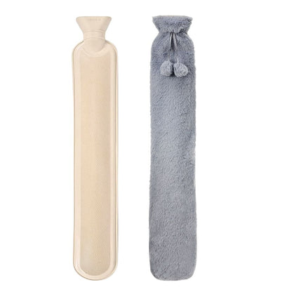 VIROSA Extra Long 2L Hot Water Bottle with Plush Cover & Pom Poms – Pain Relief & Winter Comfort