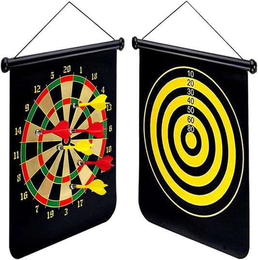 VIROSA Magnetic Safe Dartboard for Kids – 38cm/15" Hanging Roll-Up with 6 Darts | Double-Sided Indoor & Outdoor Game Set for Family Fun, Adults & Kids Gift