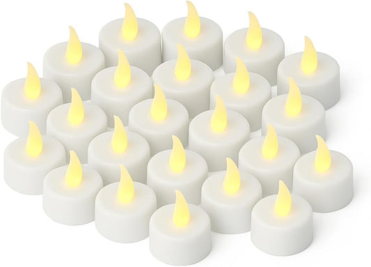 Realistic and Bright Battery Operated Flickering Flameless Tea Light LED Candles - Yellow (Pack of 48) - Batteries Included