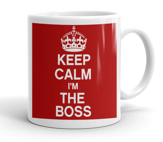 VIROSA Funny Boss Mug – Keep Calm and Carry On I’m The Boss – Gift for Manager, Team Leader, Coworker – Office, Birthday, Christmas, Secret Santa Present – 11oz White Ceramic Coffee Cup