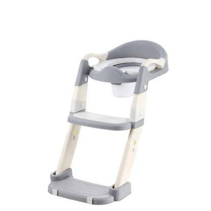 VIROSA 3-in-1 Toddler Toilet Seat with Step Stool – Adjustable Potty Training Chair for Boys & Girls (Grey / Pink & Purple)