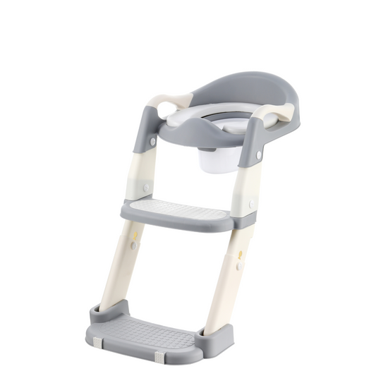 VIROSA 3-in-1 Toddler Toilet Seat with Step Stool – Adjustable Potty Training Chair for Boys & Girls (Grey / Pink & Purple)