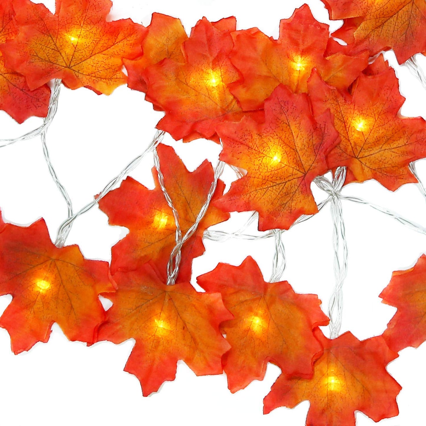 VIROSA 20 LED Maple Leaves Fairy Lights – 2M / 6.8 Feet – Fall Garland with Battery Operated Warm Lights – Autumn Decor for Halloween, Thanksgiving, Xmas & More