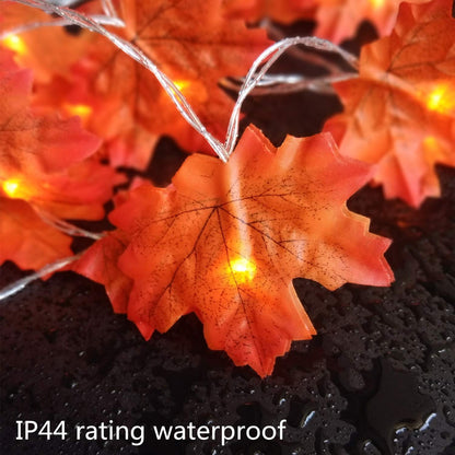 VIROSA 20 LED Maple Leaves Fairy Lights – 2M / 6.8 Feet – Fall Garland with Battery Operated Warm Lights – Autumn Decor for Halloween, Thanksgiving, Xmas & More