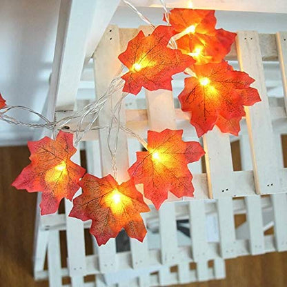 VIROSA 20 LED Maple Leaves Fairy Lights – 2M / 6.8 Feet – Fall Garland with Battery Operated Warm Lights – Autumn Decor for Halloween, Thanksgiving, Xmas & More
