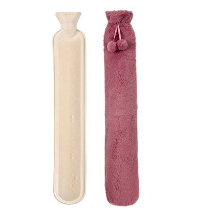 VIROSA Extra Long 2L Hot Water Bottle with Plush Cover & Pom Poms – Pain Relief & Winter Comfort