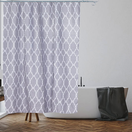 Grey Moroccan Shower Curtain Anti Mould, Mildew Resistant - 180x180 cm