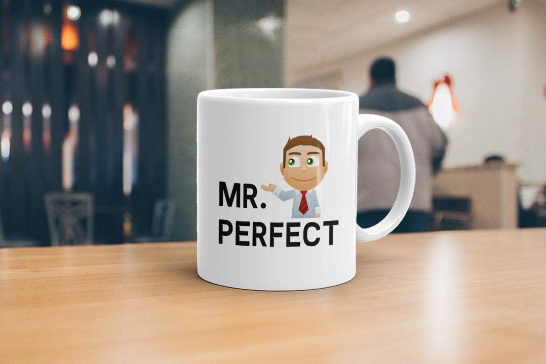 VIROSA Mr Perfect Mug – Funny Gift for Him, Husband, Boyfriend, Dad or Colleague – Sarcastic Coffee Cup for Birthday, Valentine’s, Christmas – 11oz White Ceramic Mug