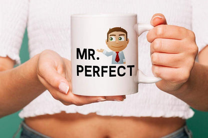 VIROSA Mr Perfect Mug – Funny Gift for Him, Husband, Boyfriend, Dad or Colleague – Sarcastic Coffee Cup for Birthday, Valentine’s, Christmas – 11oz White Ceramic Mug