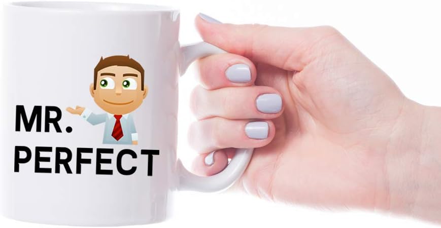 VIROSA Mr Perfect Mug – Funny Gift for Him, Husband, Boyfriend, Dad or Colleague – Sarcastic Coffee Cup for Birthday, Valentine’s, Christmas – 11oz White Ceramic Mug