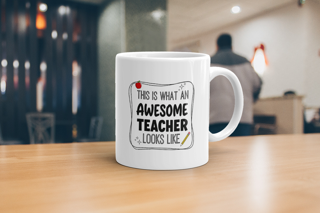 VIROSA Teacher Mug – “This is What an Awesome Teacher Looks Like” – Funny Thank You Gift for School Staff or Tutor (11oz)
