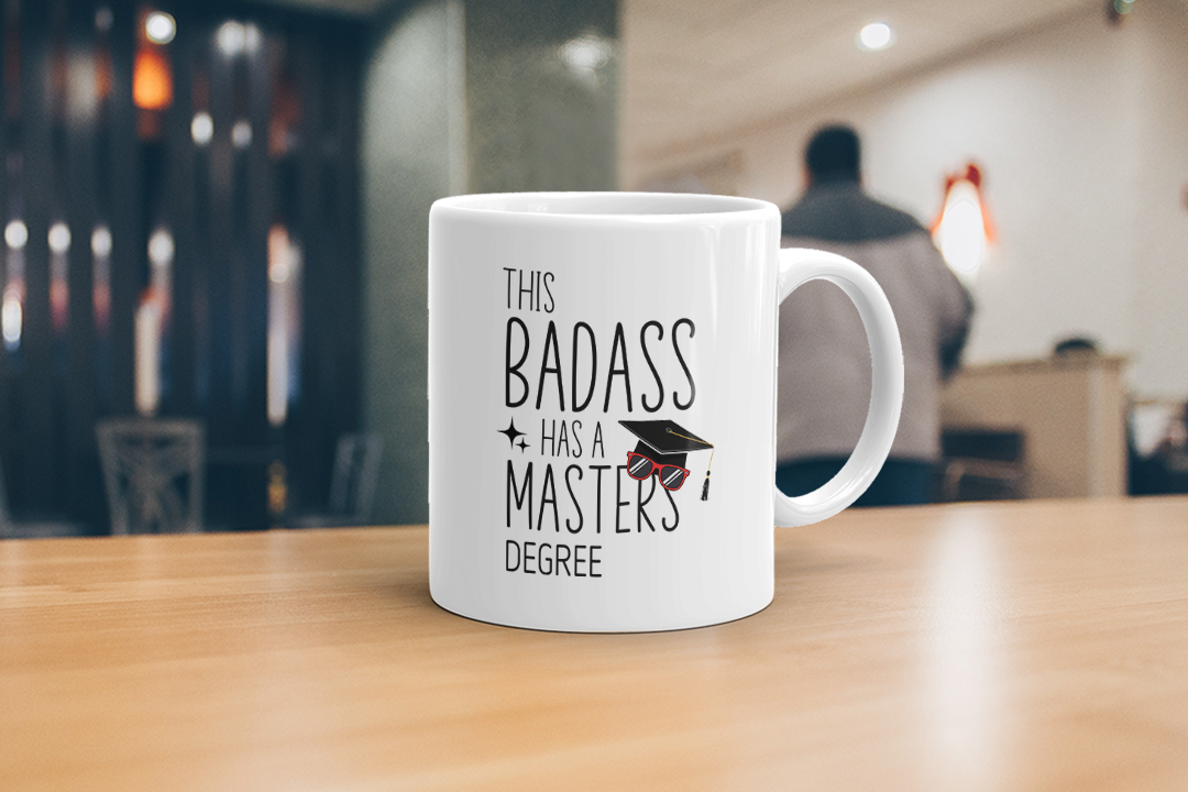 VIROSA Master’s Degree Graduation Mug – “This Badass Has a Master’s” – Funny Postgrad Gift (11oz)