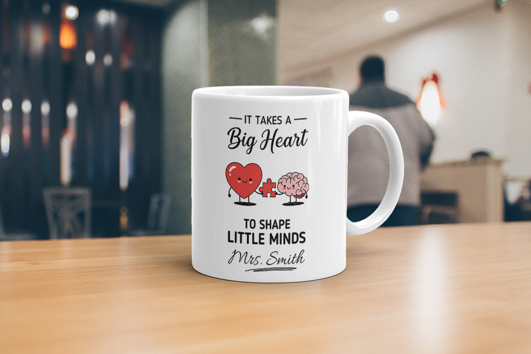 VIROSA Teacher Mug – “It Takes a Big Heart to Shape Little Minds” – Thank You Gift for Educators (11oz)