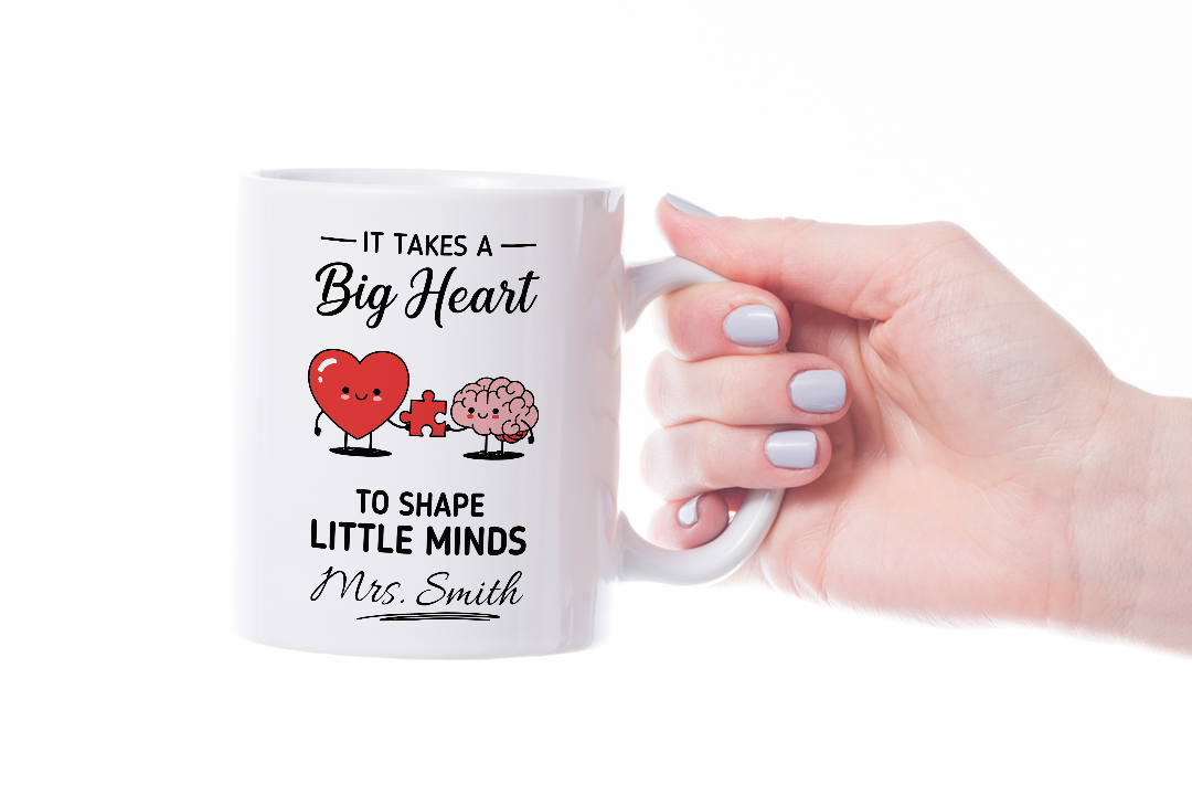 VIROSA Teacher Mug – “It Takes a Big Heart to Shape Little Minds” – Thank You Gift for Educators (11oz)
