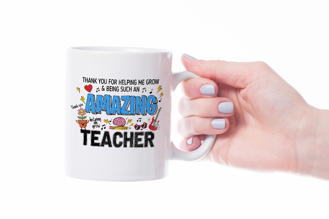 VIROSA Teacher Mug – “Thank You for Helping Me Grow and Being Such an Amazing Teacher” – End of Term Gift (11oz)