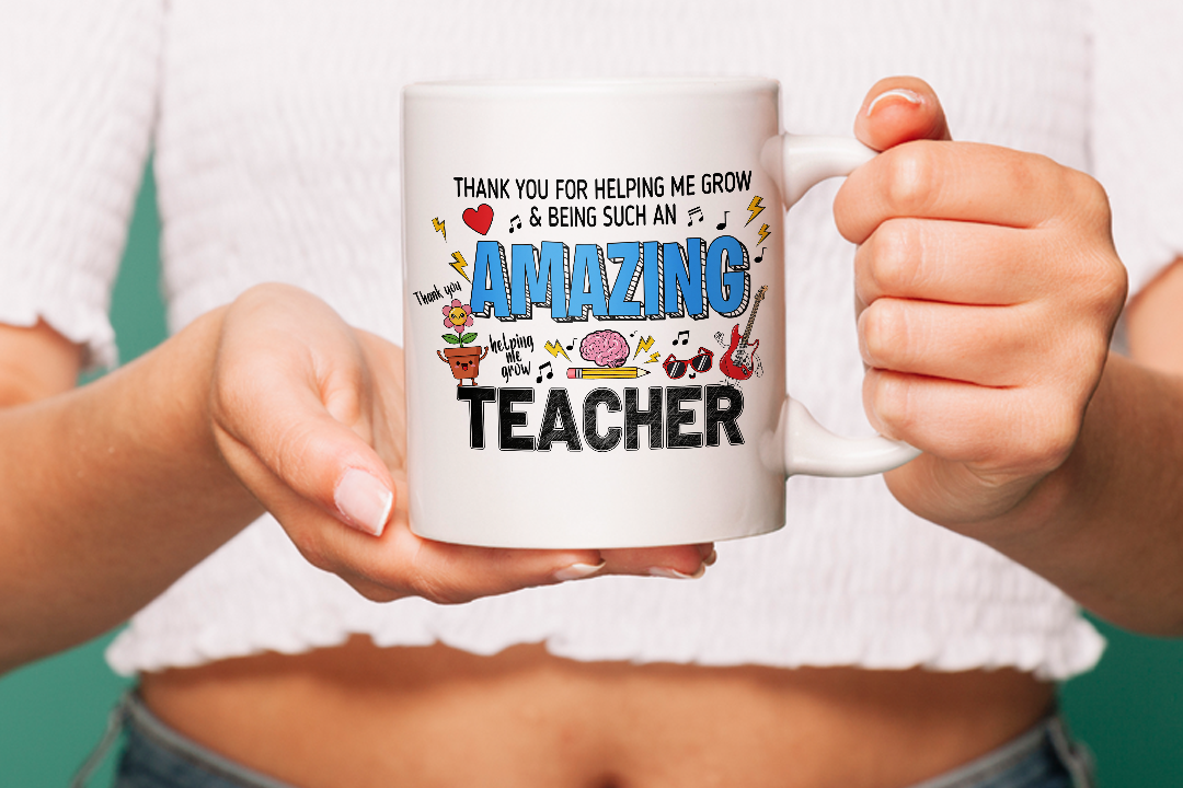 VIROSA Teacher Mug – “Thank You for Helping Me Grow and Being Such an Amazing Teacher” – End of Term Gift (11oz)