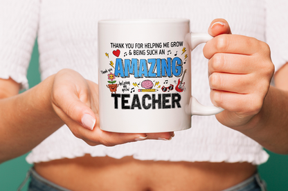 VIROSA Teacher Mug – “Thank You for Helping Me Grow and Being Such an Amazing Teacher” – End of Term Gift (11oz)