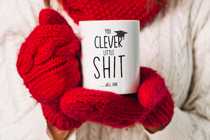 VIROSA Funny Graduation Mug – “You Clever Little Shit” – Rude Uni or College Gift (11oz)