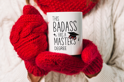 VIROSA Master’s Degree Graduation Mug – “This Badass Has a Master’s” – Funny Postgrad Gift (11oz)