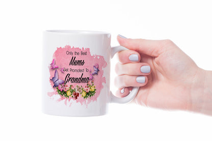 VIROSA Best Mums Get Promoted to Grandma Mug – Cute Ceramic Gift for Mother’s Day, Birthday, Christmas – 11oz White Coffee Cup