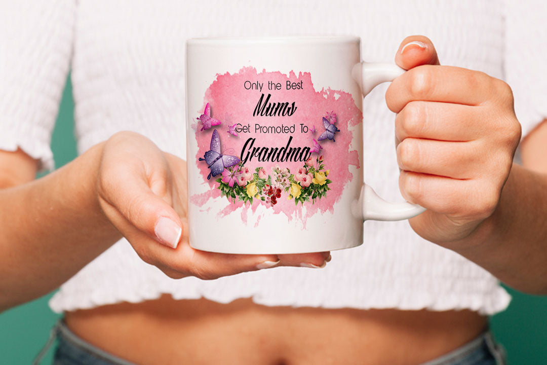 VIROSA Best Mums Get Promoted to Grandma Mug – Cute Ceramic Gift for Mother’s Day, Birthday, Christmas – 11oz White Coffee Cup