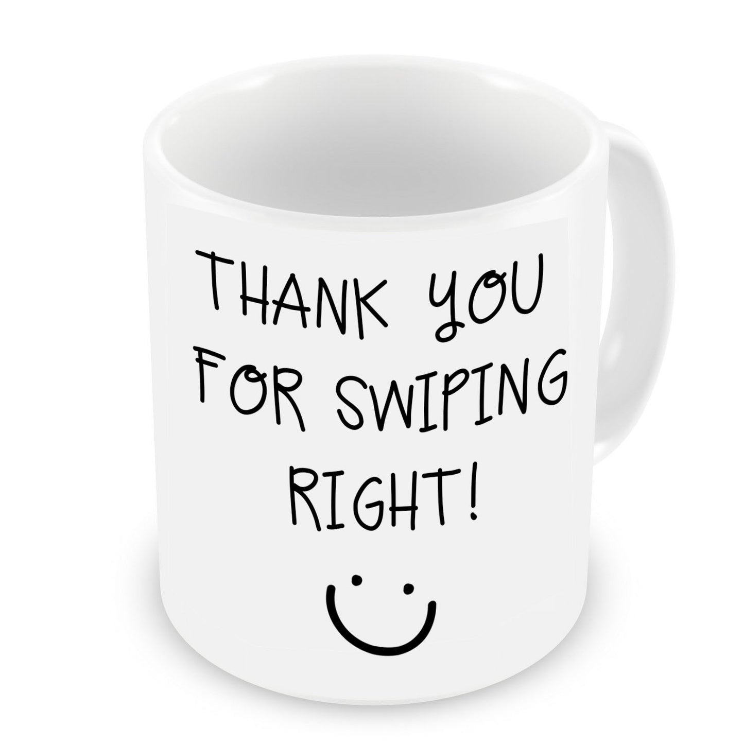 VIROSA Funny Dating Mug – Thank You for Swiping Right! – Sarcastic Gift for Boyfriend, Girlfriend, Partner – Anniversary, Valentine’s, Birthday – 11oz White Ceramic Coffee Cup