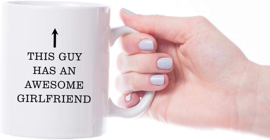 VIROSA Funny Mug – This Guy Has an Awesome Girlfriend – Gift for Boyfriend, Husband from Her – Valentine’s Day, Birthday, Christmas, Anniversary – 11oz White Ceramic Coffee Cup