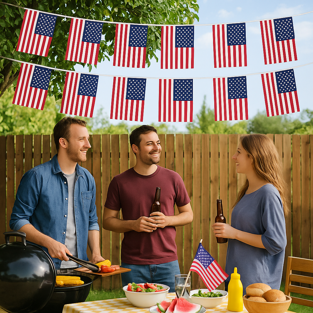MEGA VALUE USA Flag Bunting – 36ft (11m) Long with 36 Flags – American Patriotic Banner for 4th of July, Independence Day, Memorial Day, Veterans Day, BBQs, Parties & Outdoor Decorations