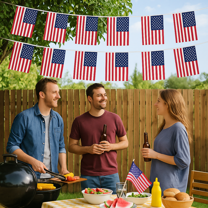 MEGA VALUE USA Flag Bunting – 36ft (11m) Long with 36 Flags – American Patriotic Banner for 4th of July, Independence Day, Memorial Day, Veterans Day, BBQs, Parties & Outdoor Decorations