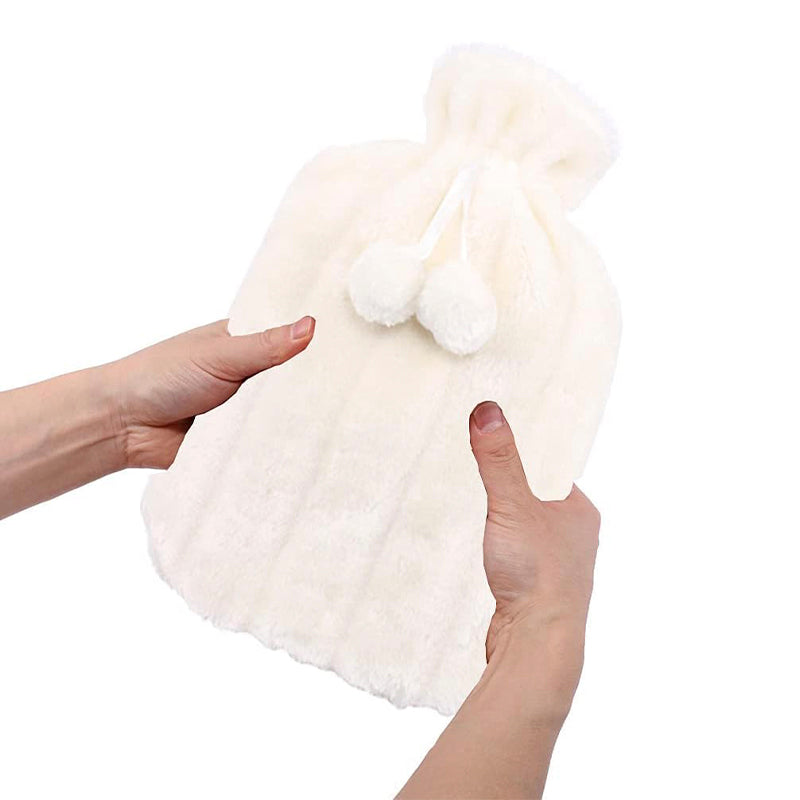 Premium Cozy Fluffy Hot Water Bottle | Large 2L Capacity | Relief from Pain & Cramps (Cream)