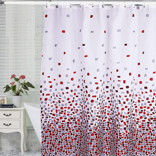 Mosaic Red Shower Curtain Anti Mould, Mildew Resistant | Water Repellant Fabric | 100% Polyster