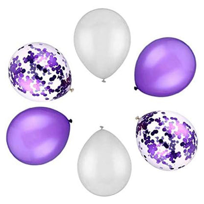 Purple White Confetti Balloons - Premium Latex for Birthday, Wedding, Baby Shower & More