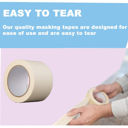 Pack of 5 Masking Tape Rolls - 48mm Wide, 50 Metres | Ideal for Painters, Decorators, Professional & DIY Use | Perfect for Painting Walls, Crafts & More