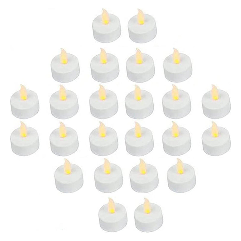Battery Operated Flickering Flameless Tea Light LED Candles - Yellow (Pack of 24) - Batteries Included