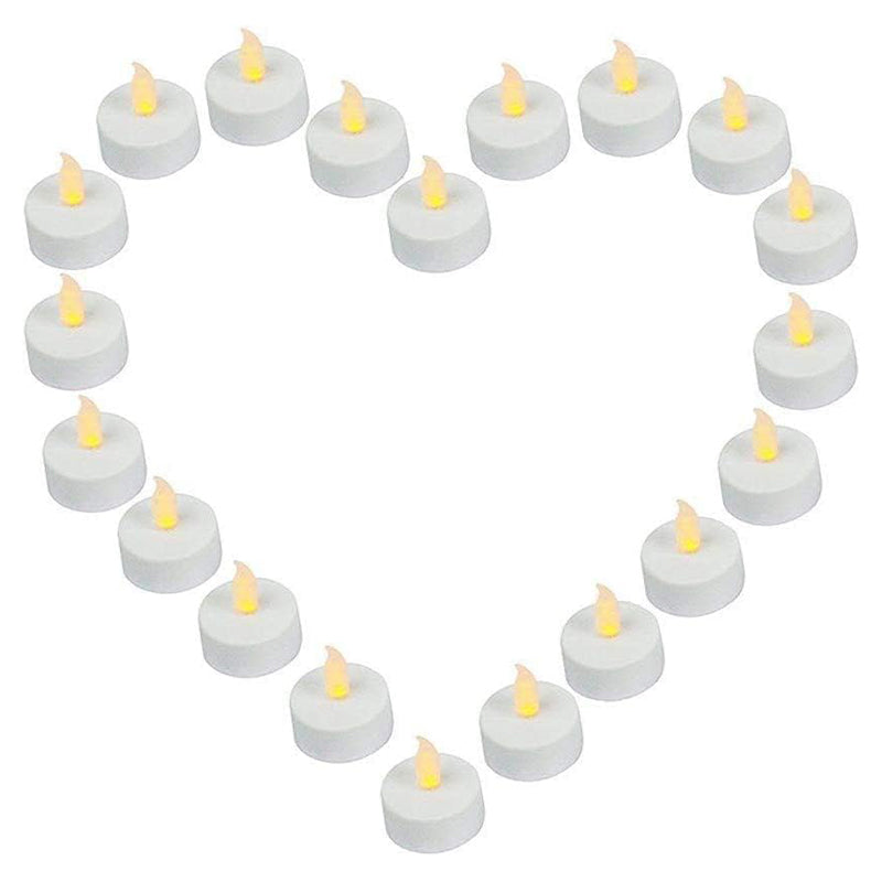 Battery Operated Flickering Flameless Tea Light LED Candles - Yellow (Pack of 24) - Batteries Included