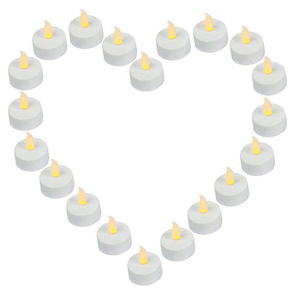 Battery Operated Flickering Flameless Tea Light LED Candles - Yellow (Pack of 24) - Batteries Included