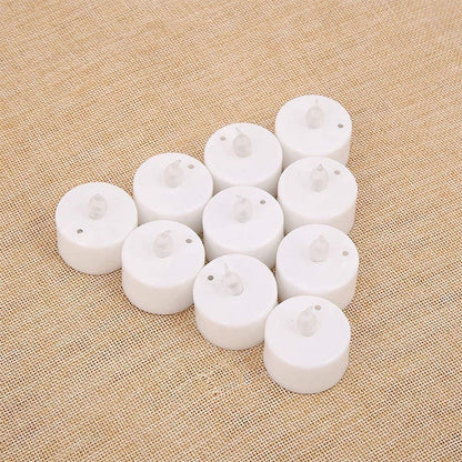 Battery Operated Flickering Flameless Tea Light LED Candles - Yellow (Pack of 24) - Batteries Included