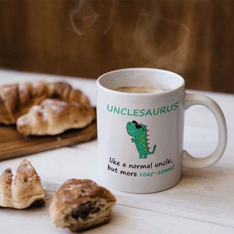 Unclesauras Mug - Like a Normal Uncle But More Roar-Some! Perfect for Uncle, Birthday, Christmas, Thanksgiving, Father's Day Gift