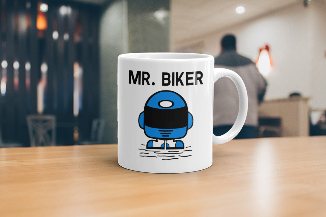 Mr Biker Mug – Funny Motorcycle Gift for Men, Dad, Husband, Brother – Biking Humor Present for Birthday, Father’s Day, Christmas, Secret Santa – 11oz White Ceramic Coffee Cup