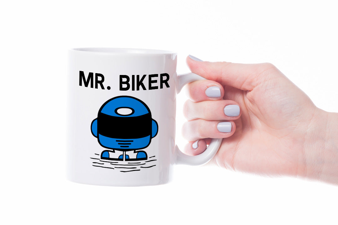 Mr Biker Mug – Funny Motorcycle Gift for Men, Dad, Husband, Brother – Biking Humor Present for Birthday, Father’s Day, Christmas, Secret Santa – 11oz White Ceramic Coffee Cup