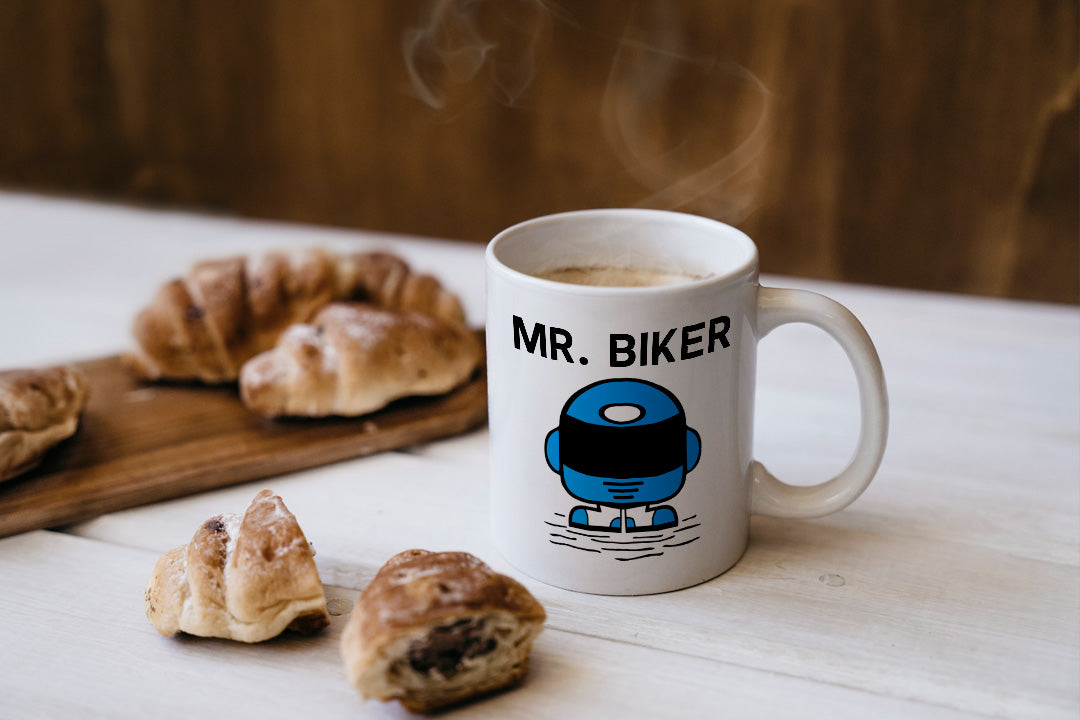 Mr Biker Mug – Funny Motorcycle Gift for Men, Dad, Husband, Brother – Biking Humor Present for Birthday, Father’s Day, Christmas, Secret Santa – 11oz White Ceramic Coffee Cup
