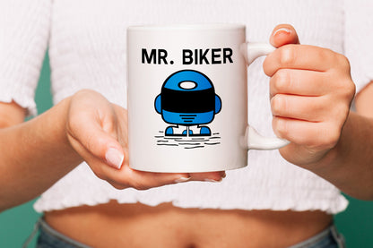 Mr Biker Mug – Funny Motorcycle Gift for Men, Dad, Husband, Brother – Biking Humor Present for Birthday, Father’s Day, Christmas, Secret Santa – 11oz White Ceramic Coffee Cup