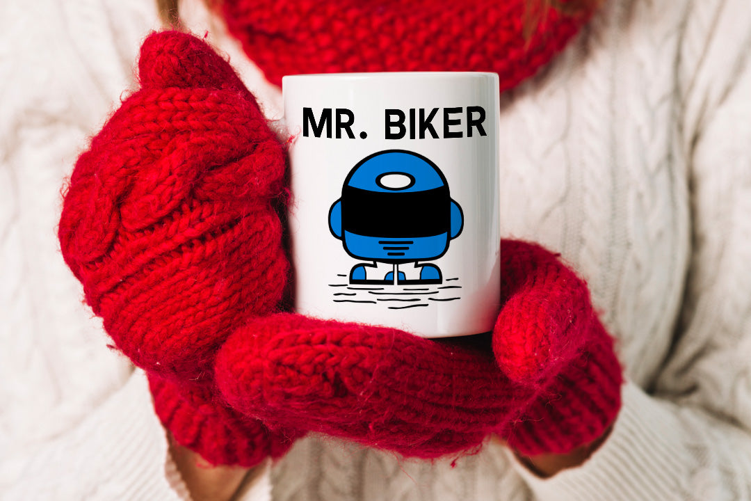Mr Biker Mug – Funny Motorcycle Gift for Men, Dad, Husband, Brother – Biking Humor Present for Birthday, Father’s Day, Christmas, Secret Santa – 11oz White Ceramic Coffee Cup