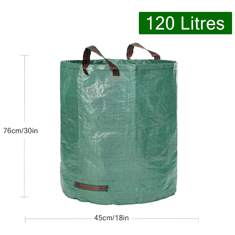 Pack of 3 120L Garden Waste Bags | Ideal for Lightweight Garden Waste | Reusable Waterproof Refuse Sacks with Handles