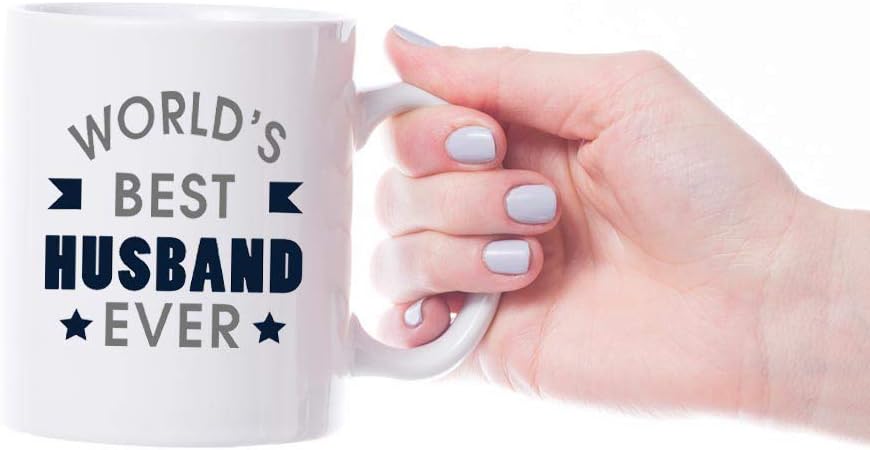 VIROSA Funny Husband Mug – World’s Best Husband Ever – Sarcastic Gift for Him from Wife – Anniversary, Valentine’s Day, Christmas or Birthday Present – 11oz White Ceramic Coffee Cup
